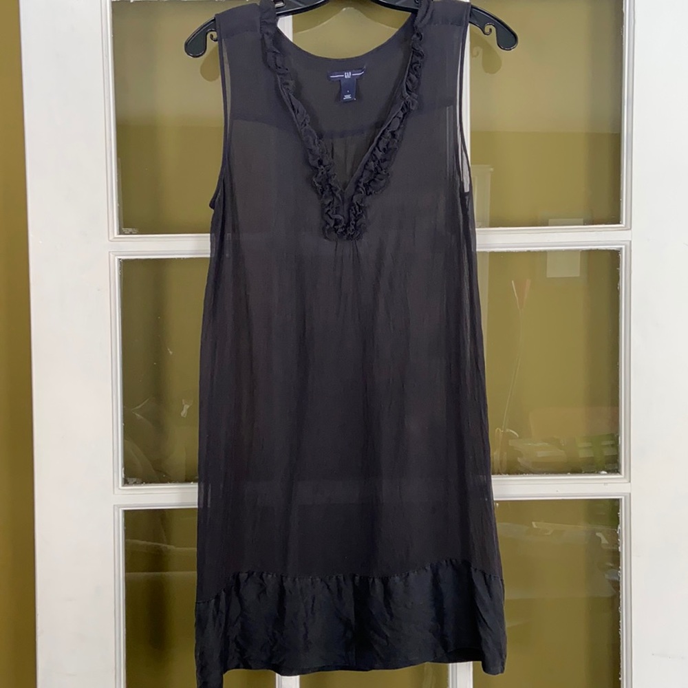 GAP Sheer Black Silk Dress Women's Size L